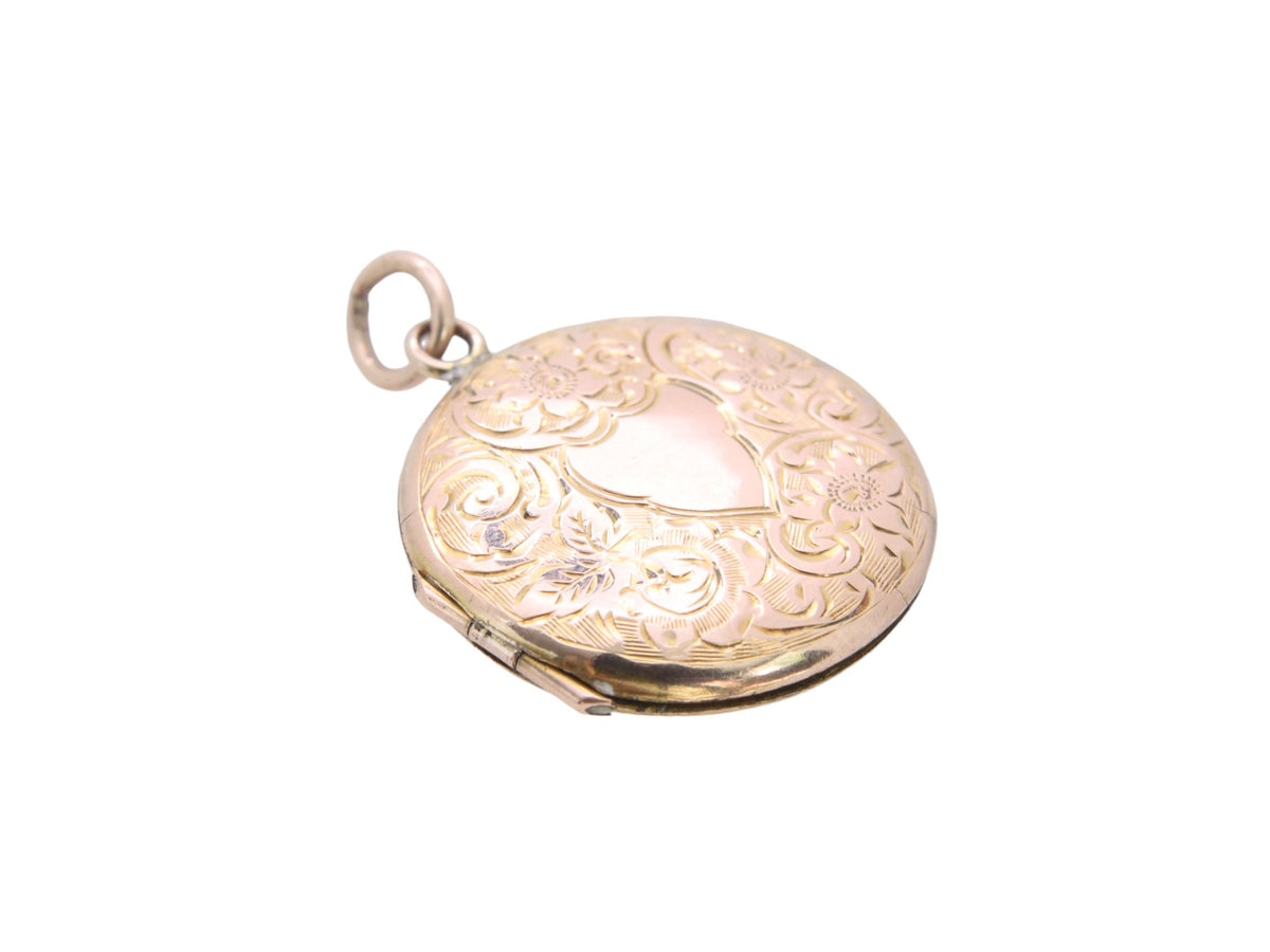 Antique 9ct Gold Forget Me Not Engraved Locket