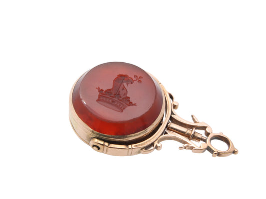 Antique 9ct Gold Intaglio Griffin Crest Pendant Seal