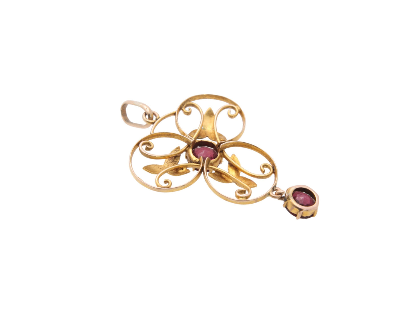 Antique Art Nouveau 9ct Gold Garnet Pendant