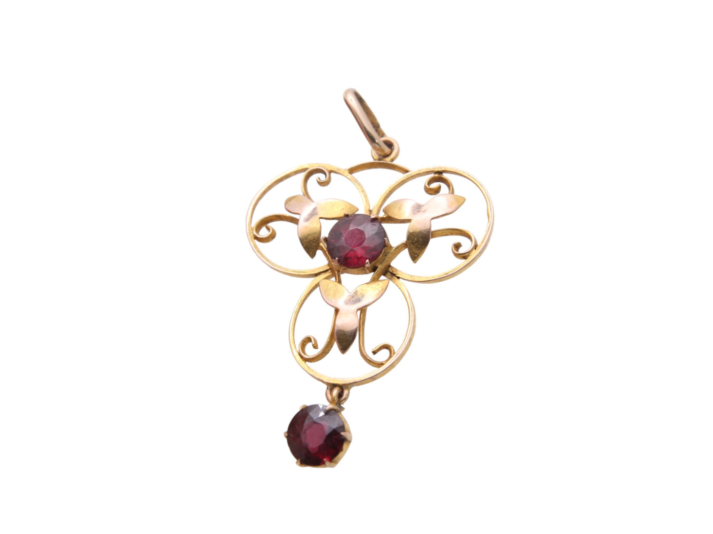 Antique Art Nouveau 9ct Gold Garnet Pendant