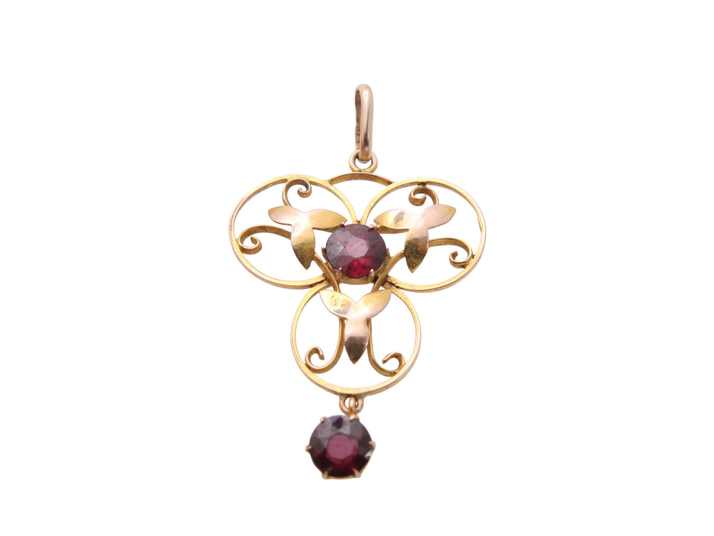 Antique Art Nouveau 9ct Gold Garnet Pendant