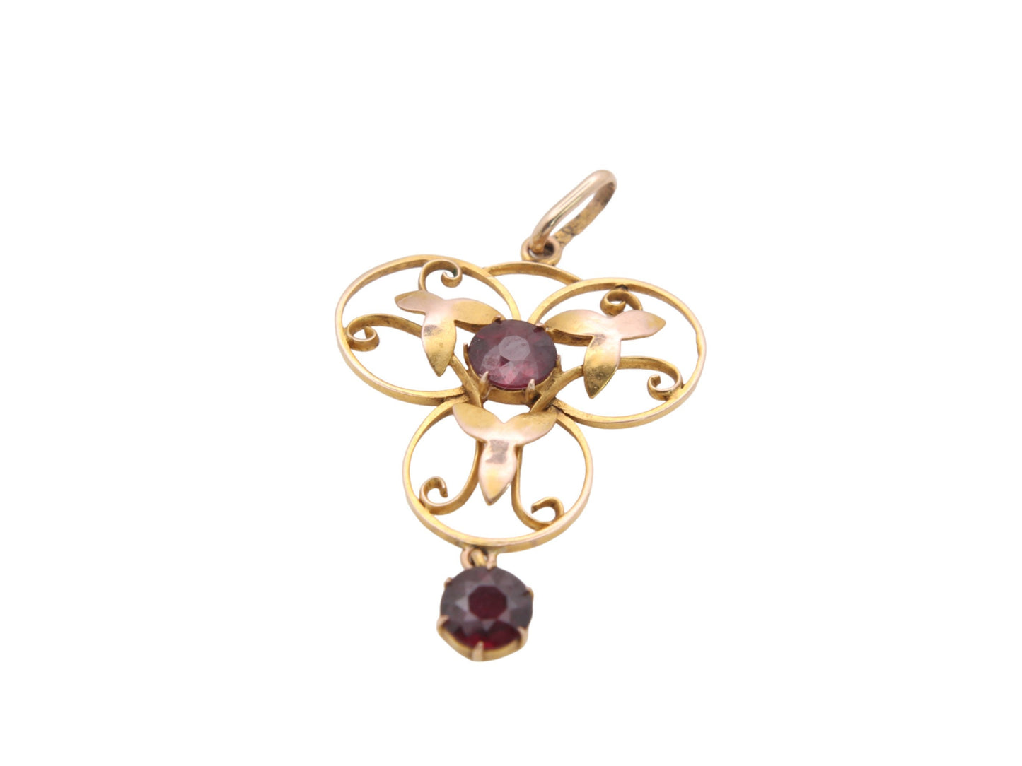 Antique-Art-Nouveau-9ct-Gold-Garnet-Pendant