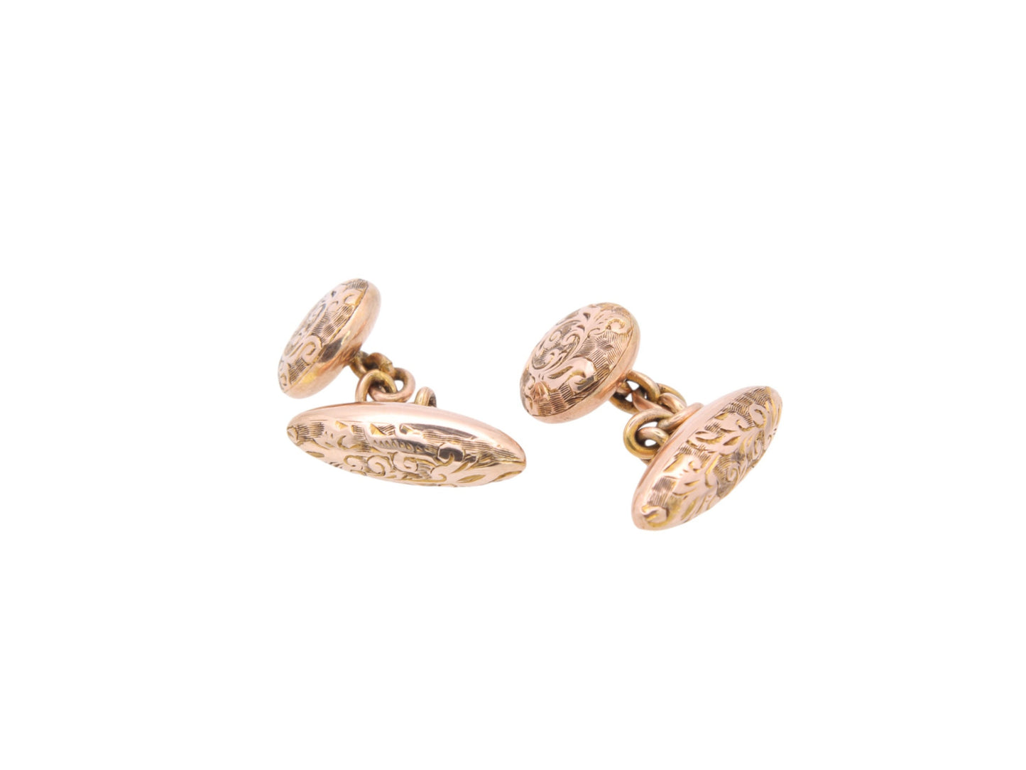 Antique-10ct-Rose-Gold-Torpedo-&-Button-Cufflinks