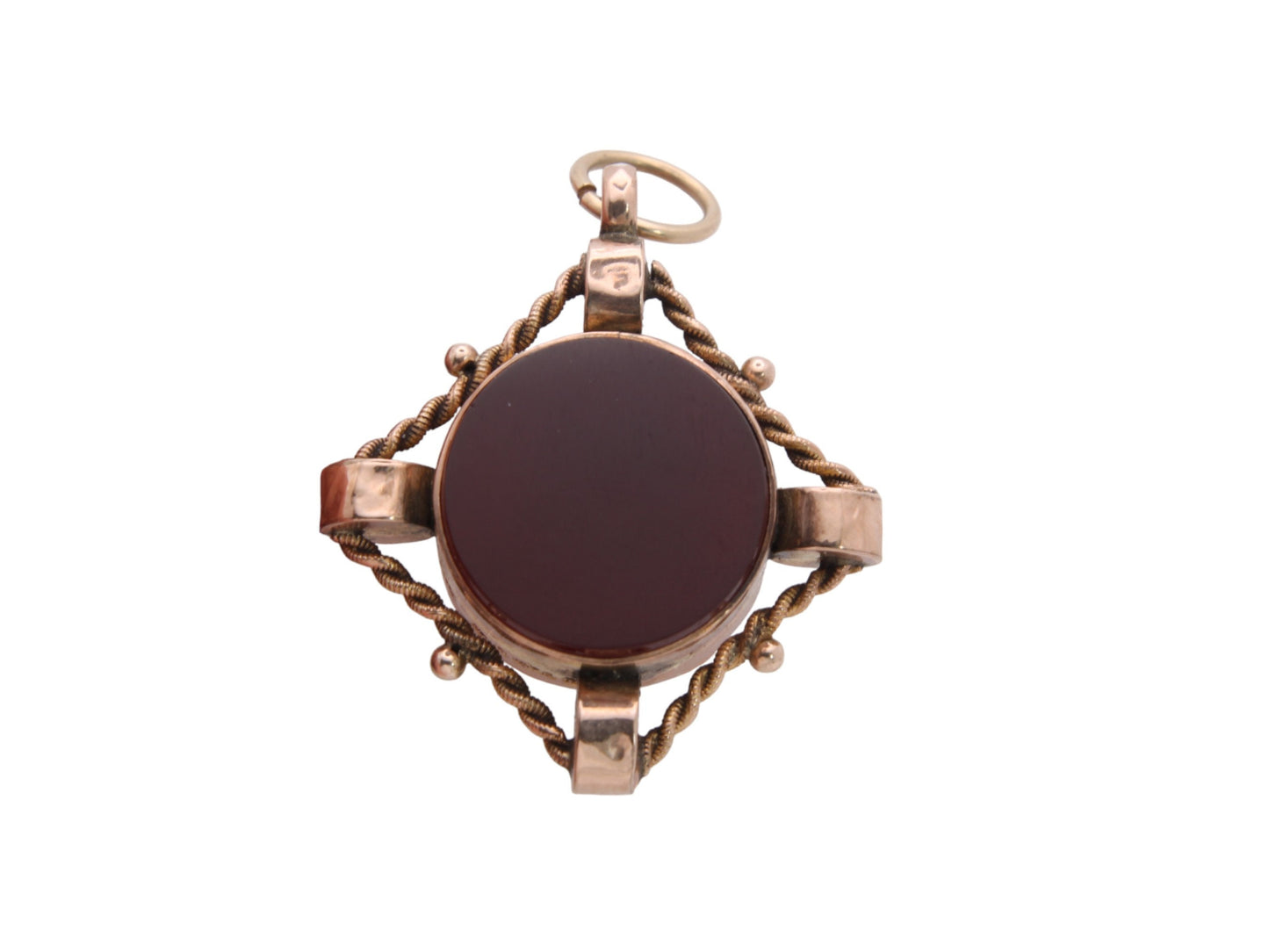 Antique 9ct Gold Carnelian Compass Pendant Fob