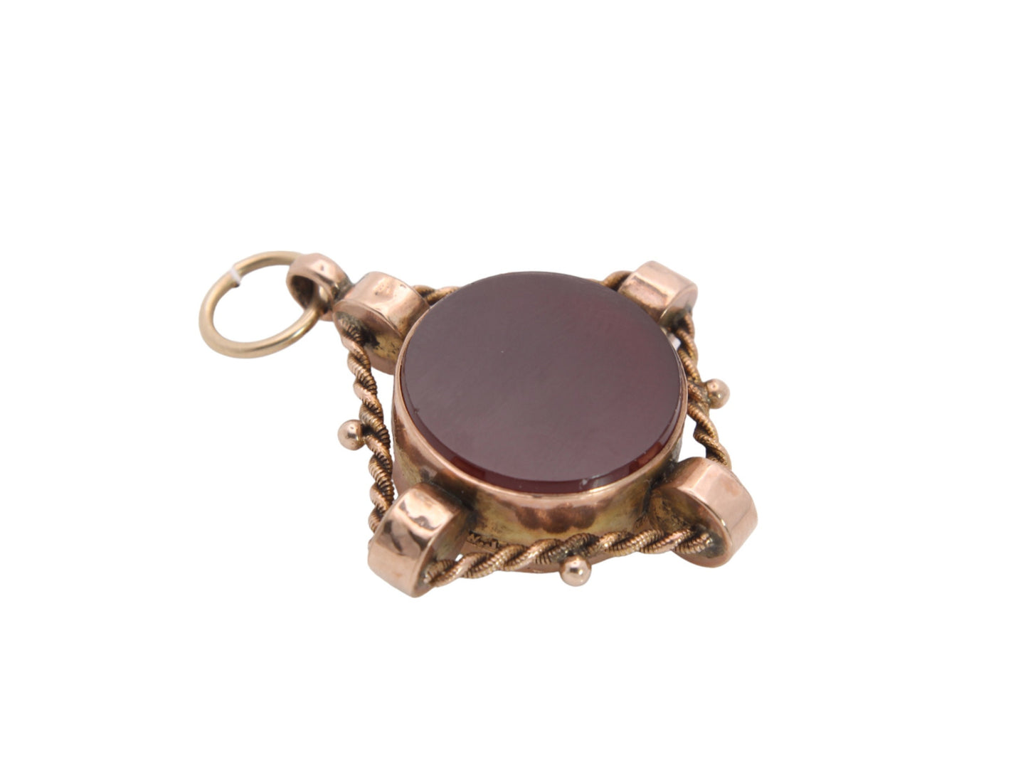 Antique 9ct Gold Carnelian Compass Pendant Fob