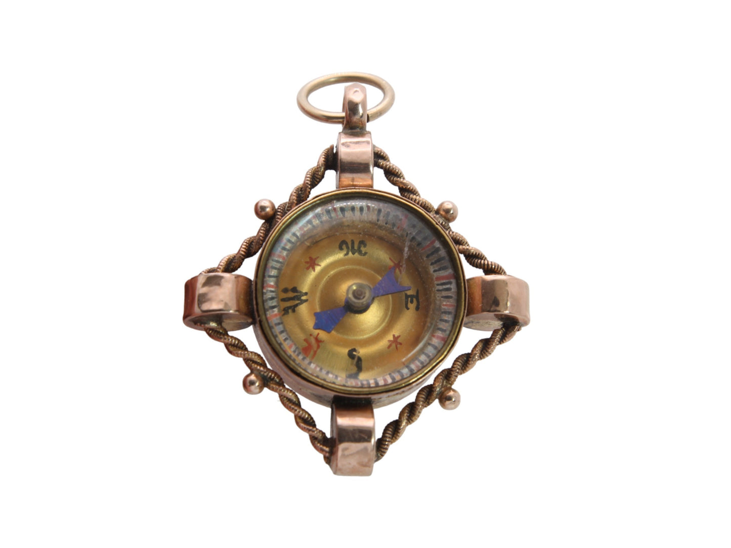 Antique 9ct Gold Carnelian Compass Pendant Fob