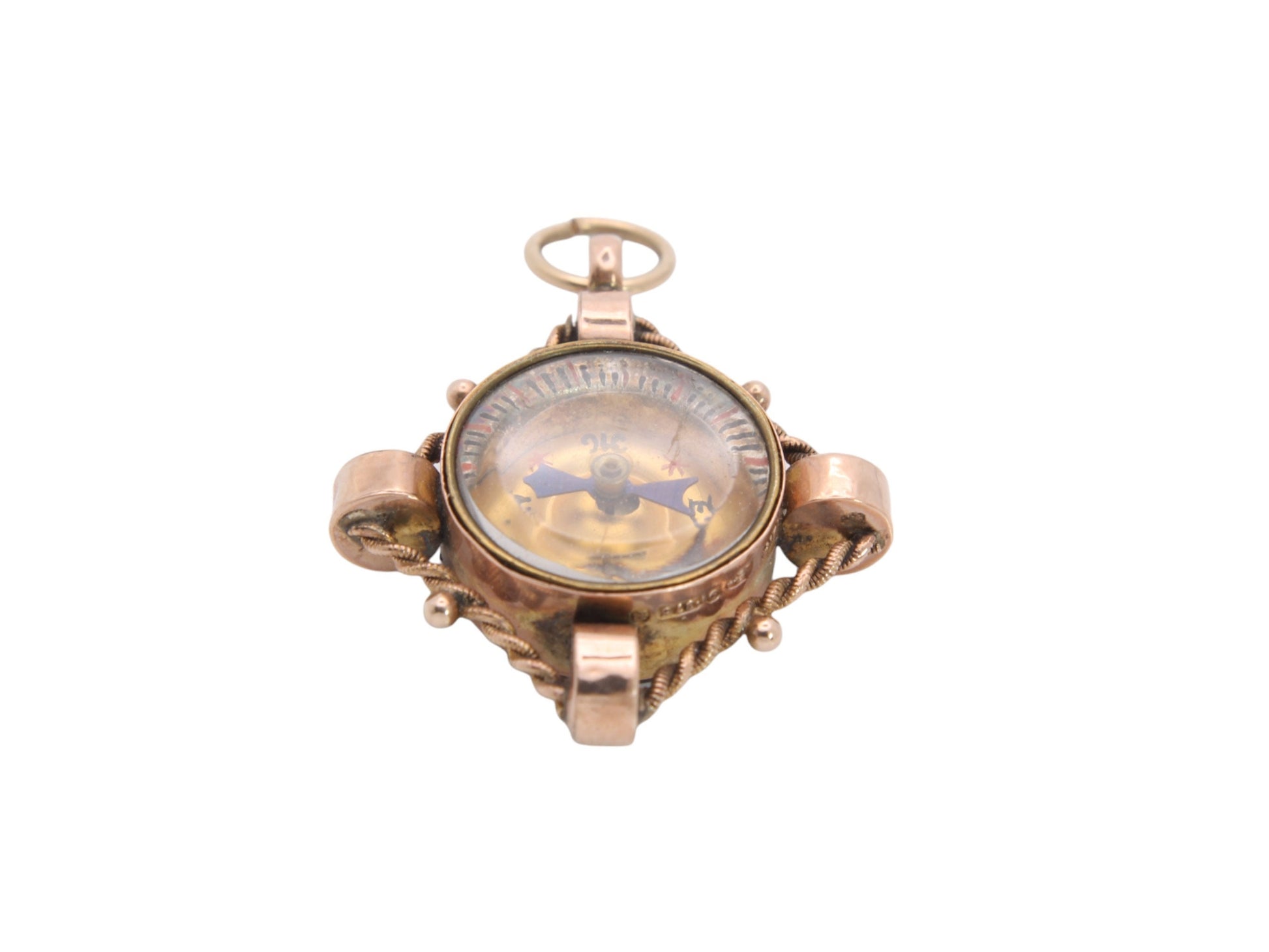 Antique-9ct-Gold-Carnelian-Compass-Pendant-Fob