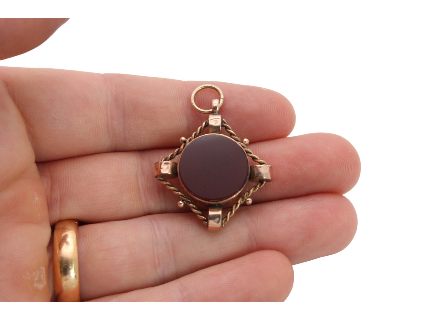 Antique 9ct Gold Carnelian Compass Pendant Fob