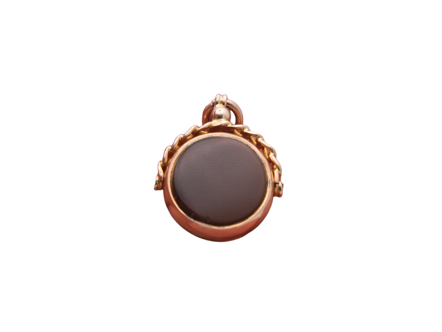 Antique 9ct Rose Gold Carnelian Forget Me Not Spinner Pendant