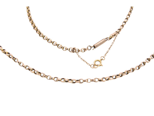 Antique 9ct Gold Belcher Link Necklace, 26"