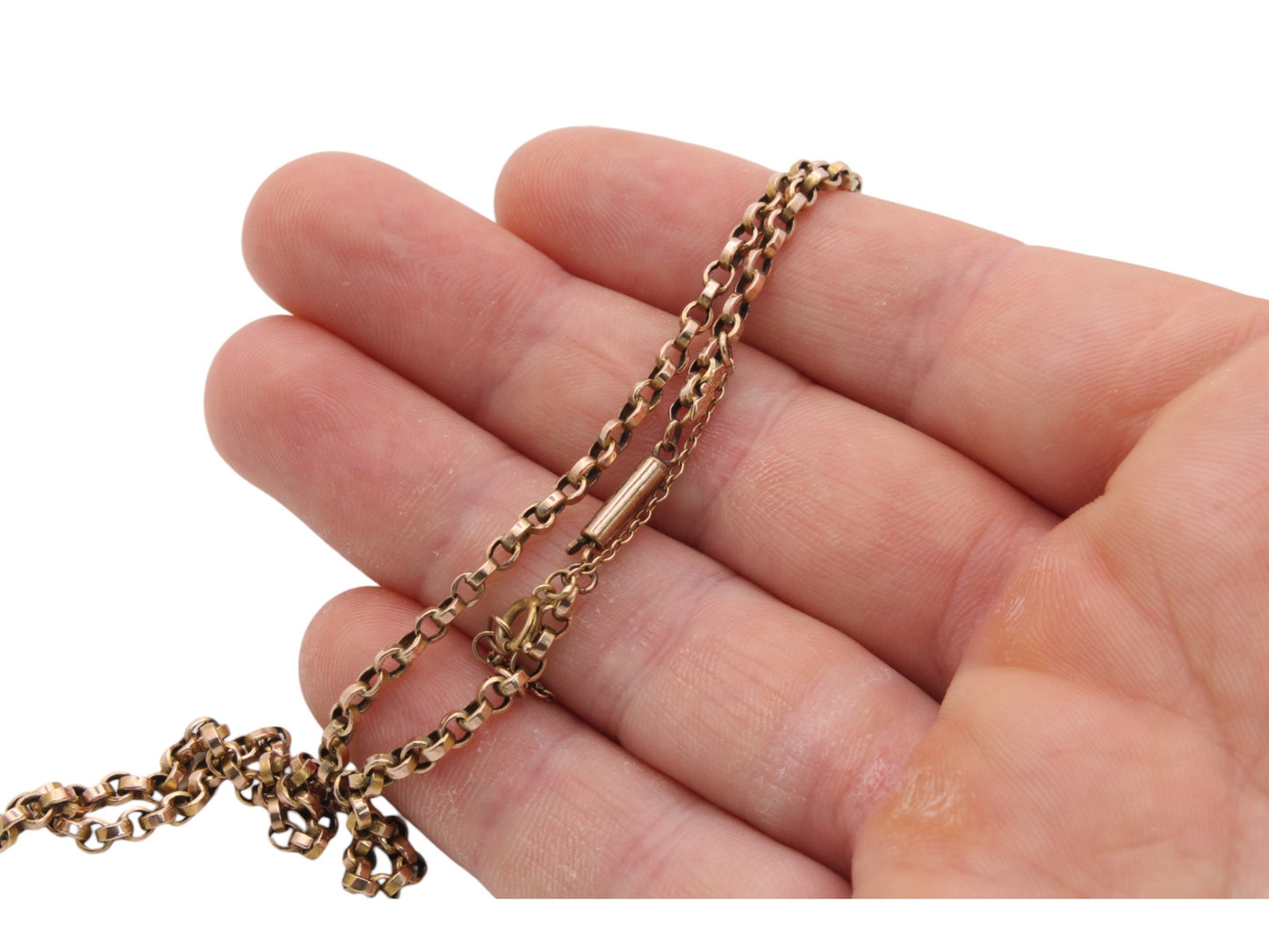 Antique 9ct Gold Belcher Link Necklace, 26"