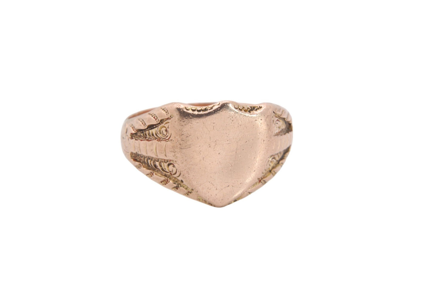 Antique 9ct Rose Gold Shield Signet Ring