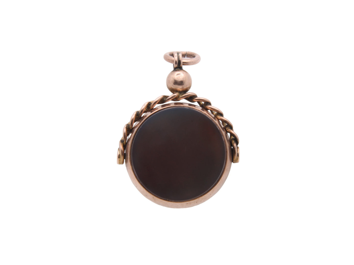 Antique 9ct Gold Bloodstone Carnelian Spinner Pendant