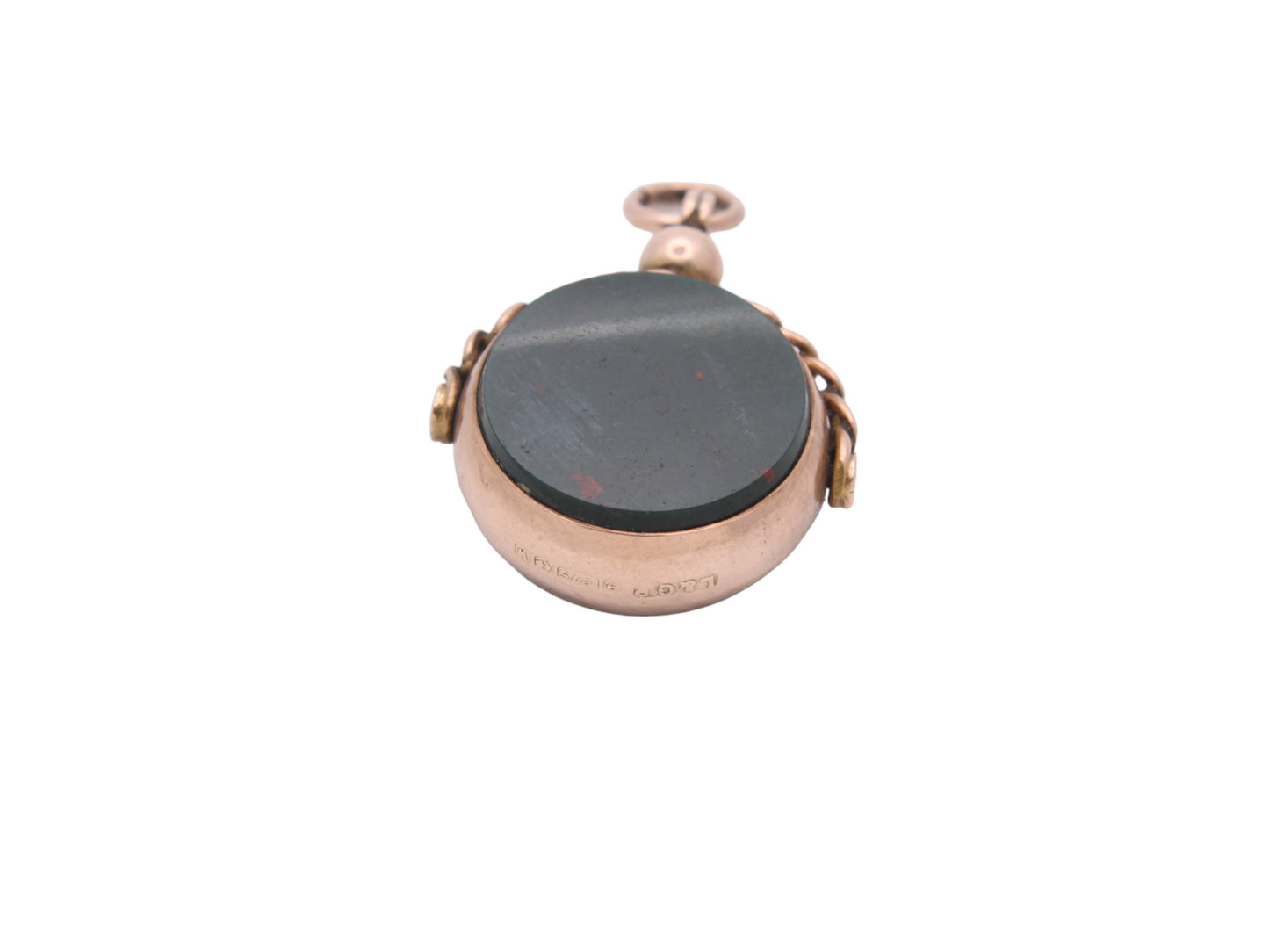 Antique 9ct Gold Bloodstone Carnelian Spinner Pendant