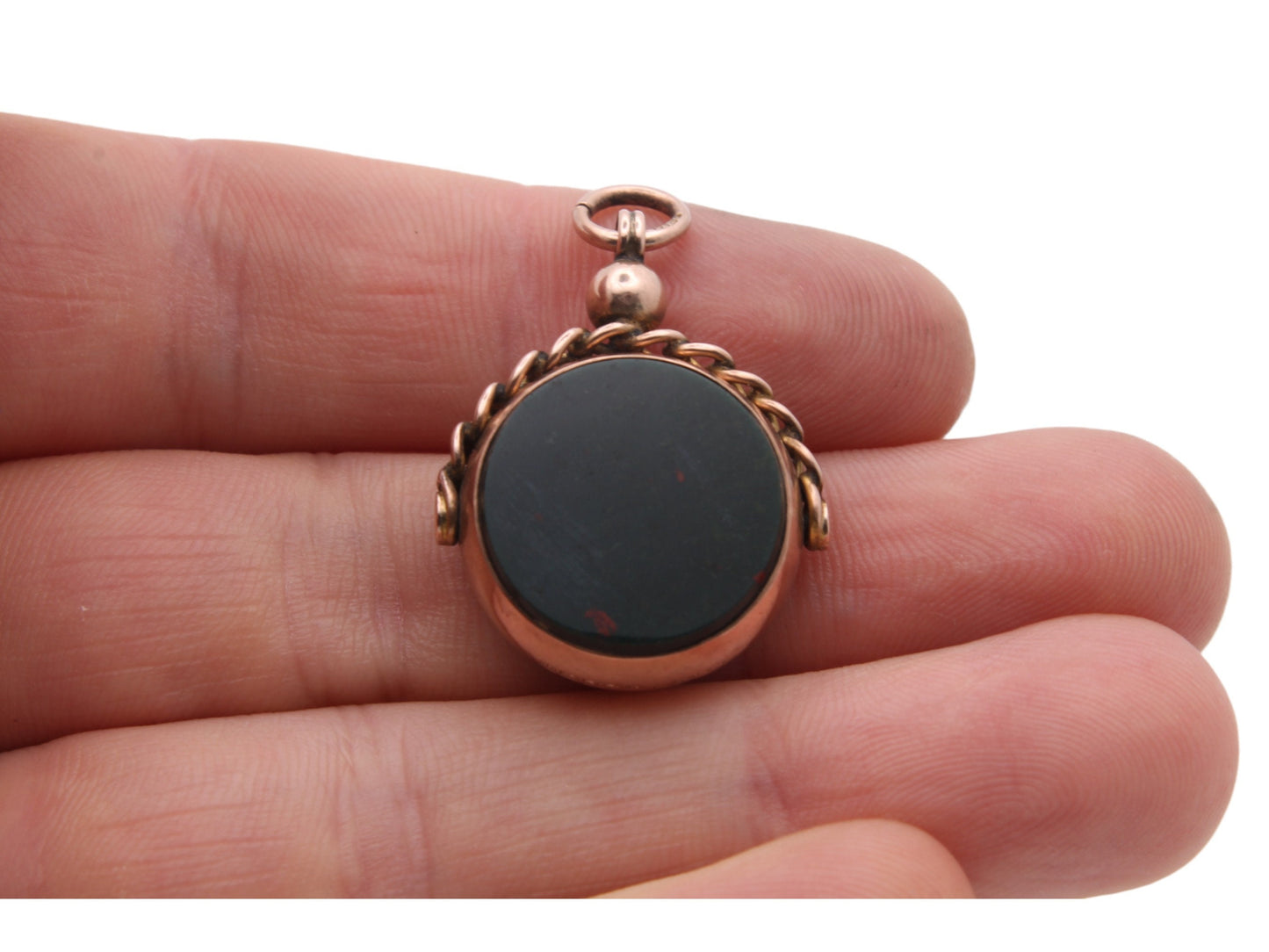 Antique 9ct Gold Bloodstone Carnelian Spinner Pendant