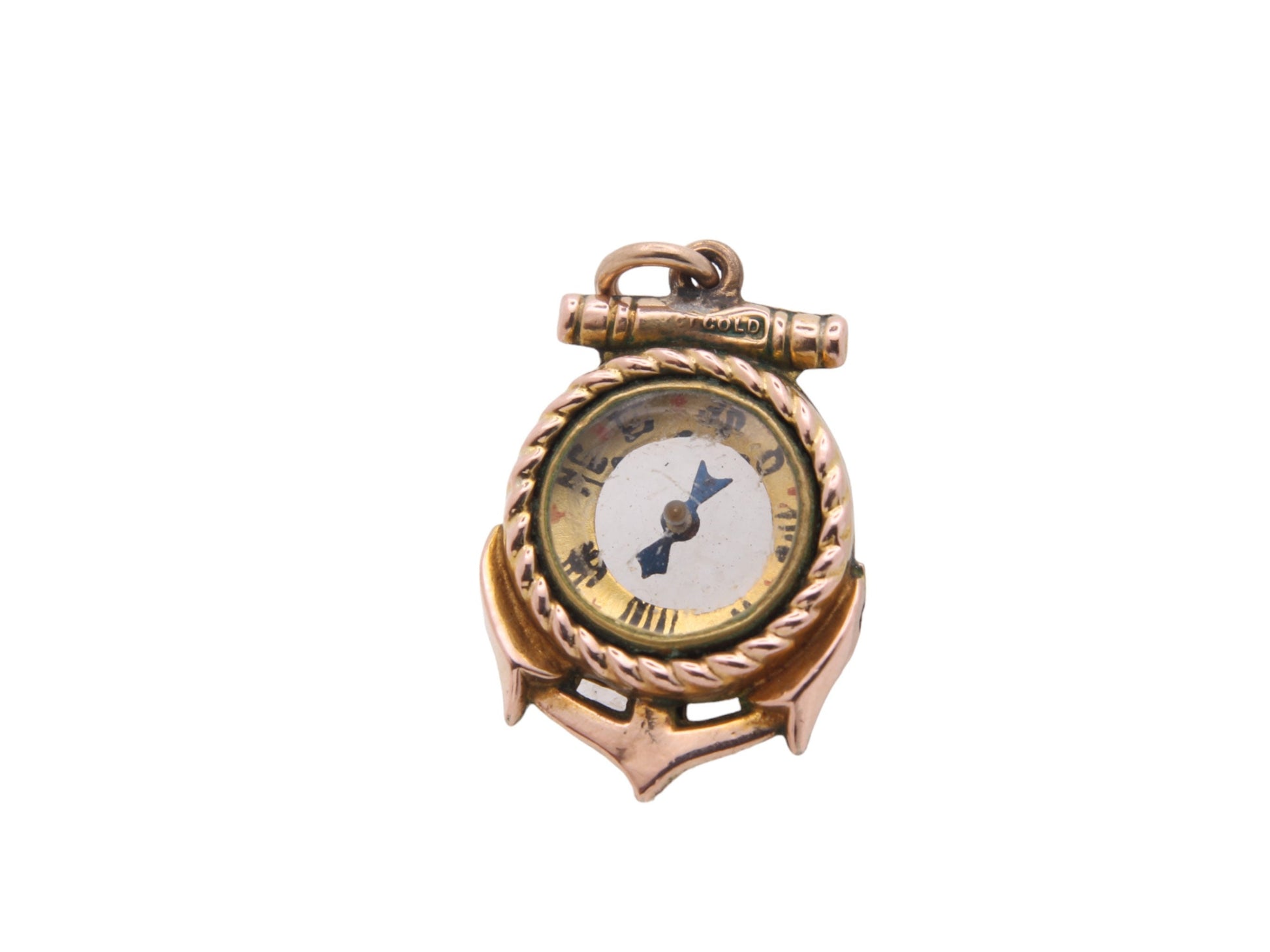 Antique-9ct-Gold-Ships-Anchor-Compass-Pendant