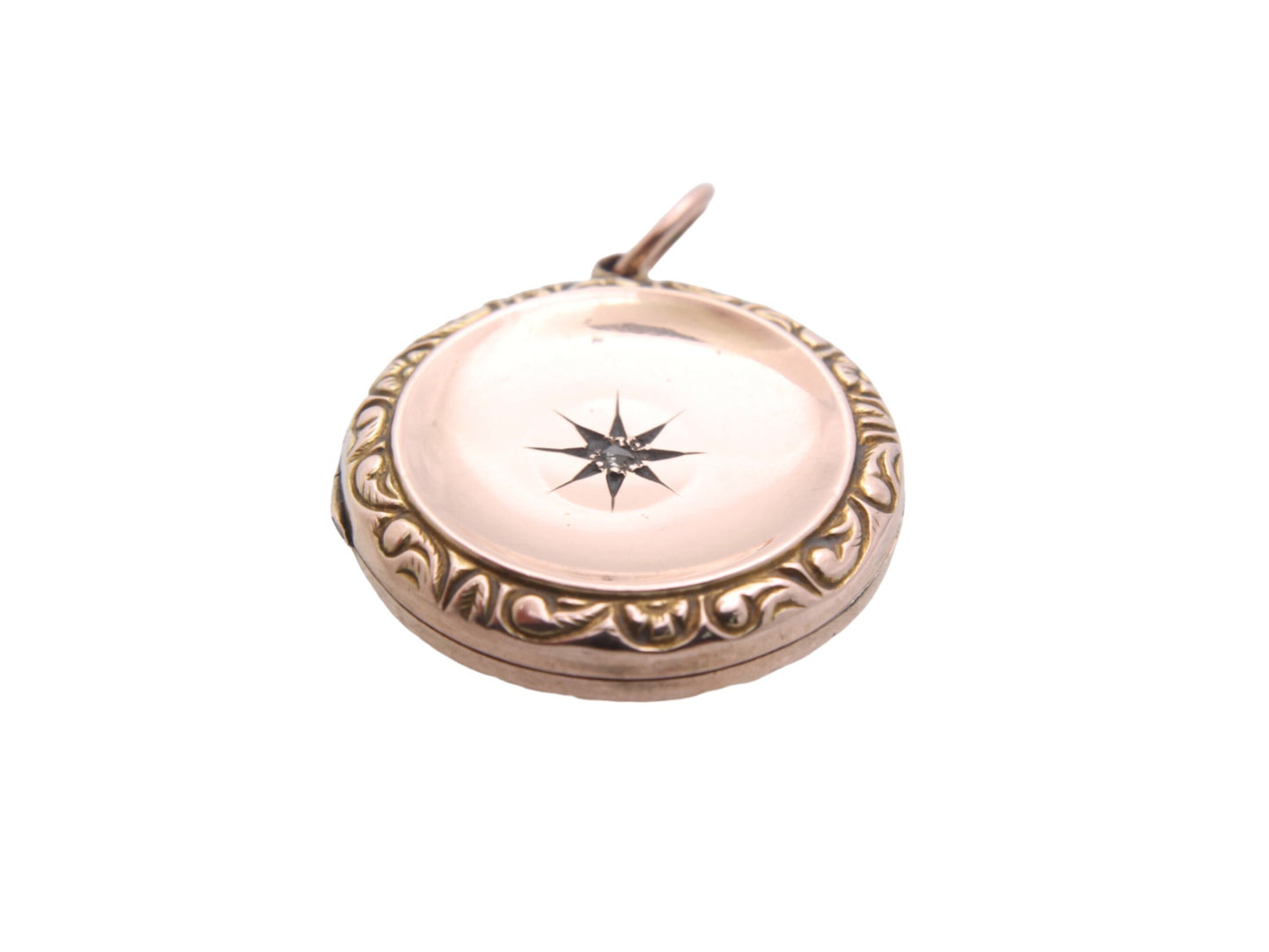 Antique 9ct Gold Back & Front Diamond Locket