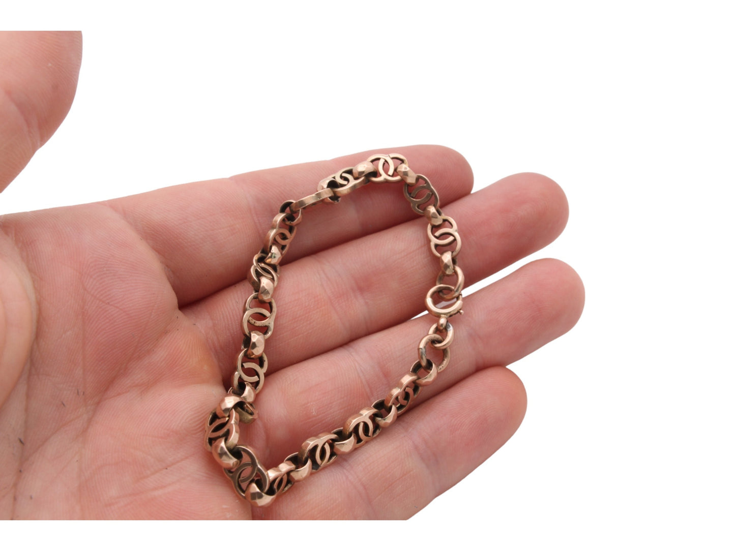 Antique 9ct Gold Double Fancy Belcher Bracelet