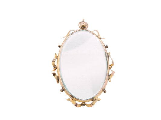 Antique Edwardian 9ct Gold Glass Locket Pendant
