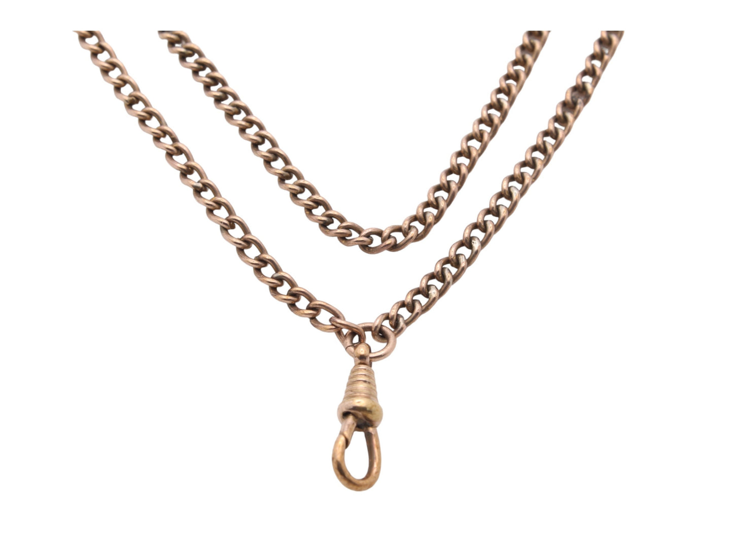 Antique Victorian 9ct Rolled Rose Gold Long Guard Necklace 53"