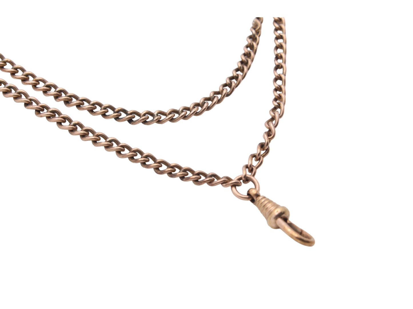 Antique Victorian 9ct Rolled Rose Gold Long Guard Necklace 53"