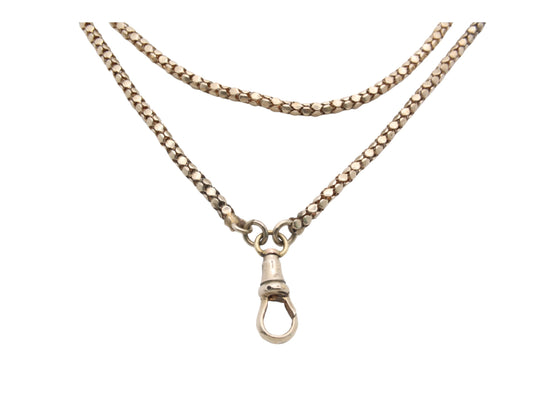 Antique 9ct Rolled Gold Long Guard Box Link Chain 56"