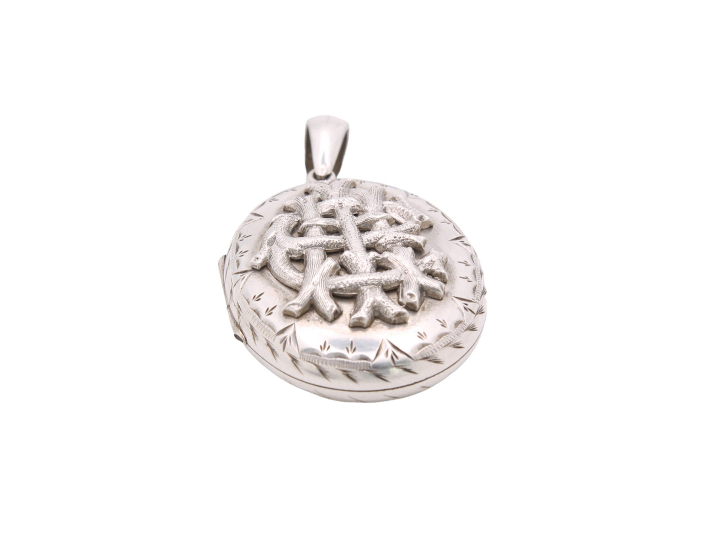 Antique Victorian Silver Amity Eternity Infinity Locket