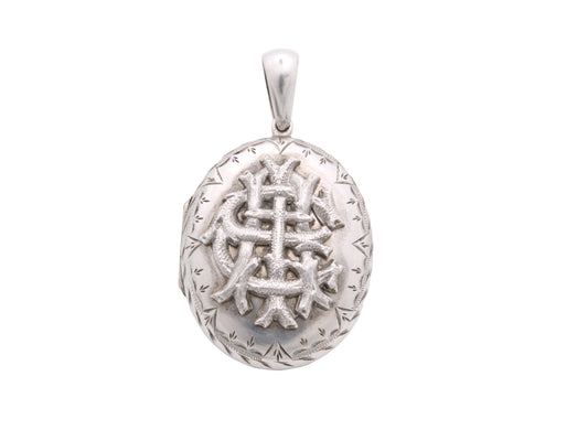 Antique Victorian Silver Amity Eternity Infinity Locket