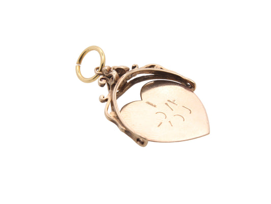 Vintage 9ct Gold 'I Love You' Spinning Heart Charm Pendant