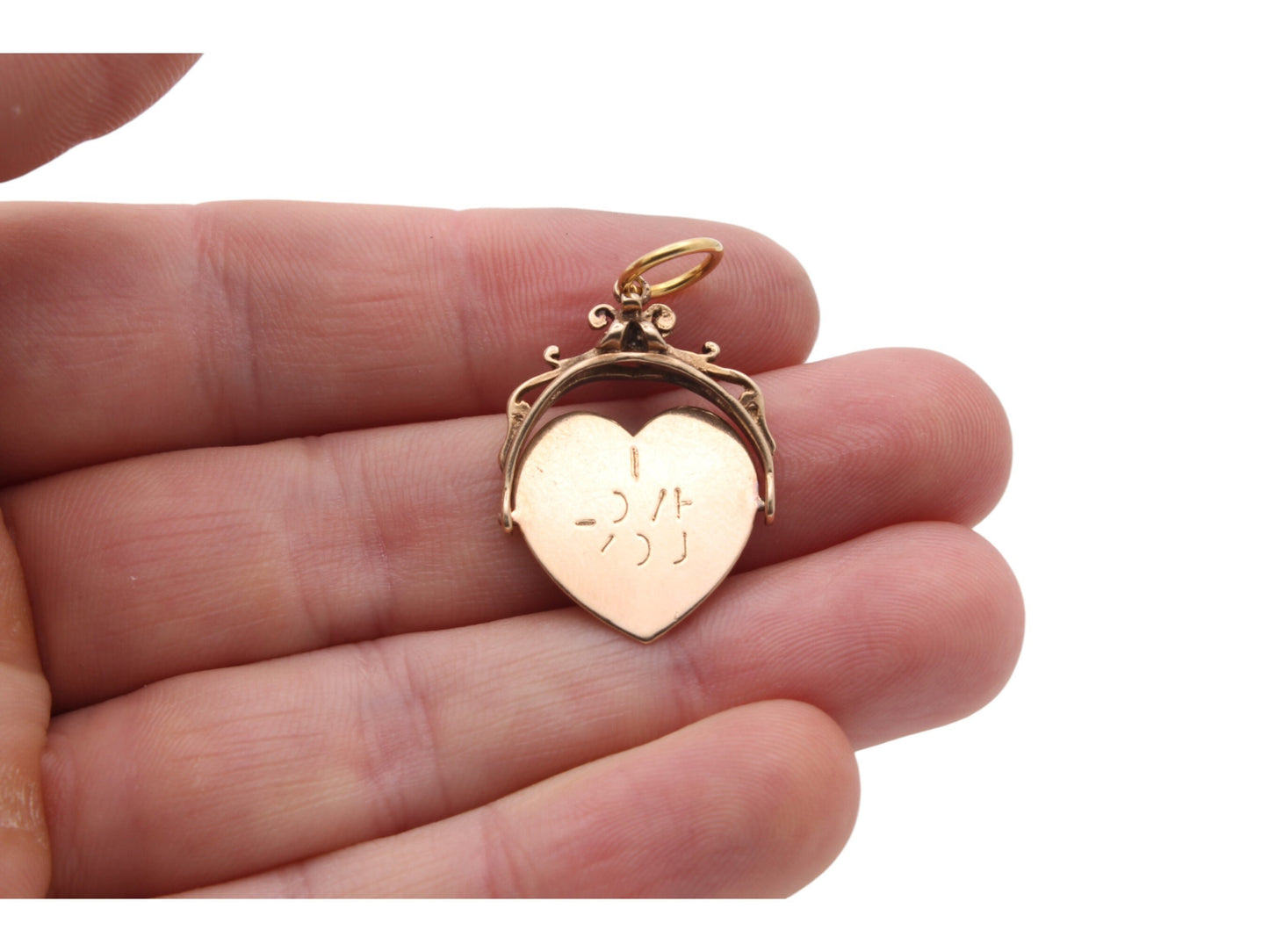 Vintage 9ct Gold 'I Love You' Spinning Heart Charm Pendant