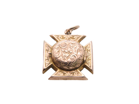 Antique 9ct Gold Maltese Cross Pendant Hidden Locket