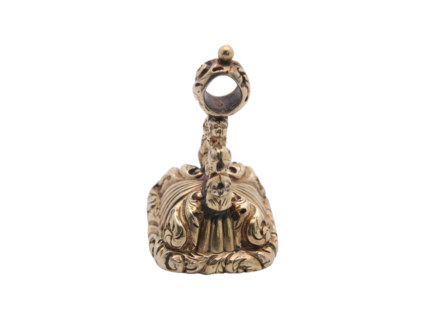 Antique 9ct Gold Intaglio Falcon Crest "Steadiness is the foundation of the virtues" Seal Pendant
