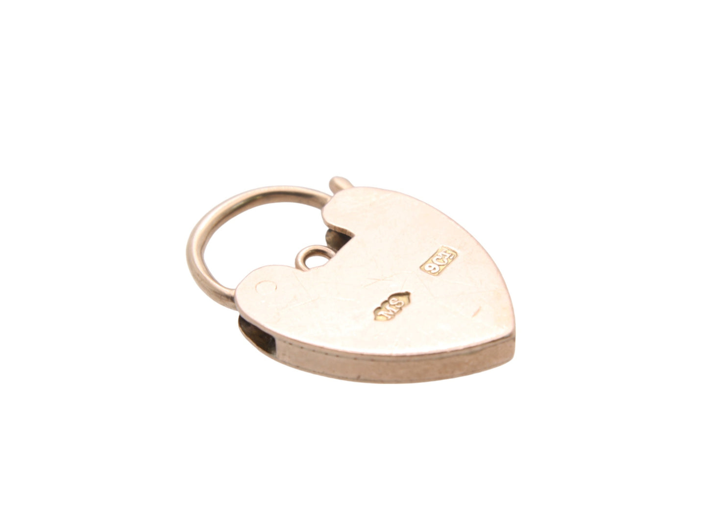 Antique 9ct Rose Gold Heart Padlock Pendant