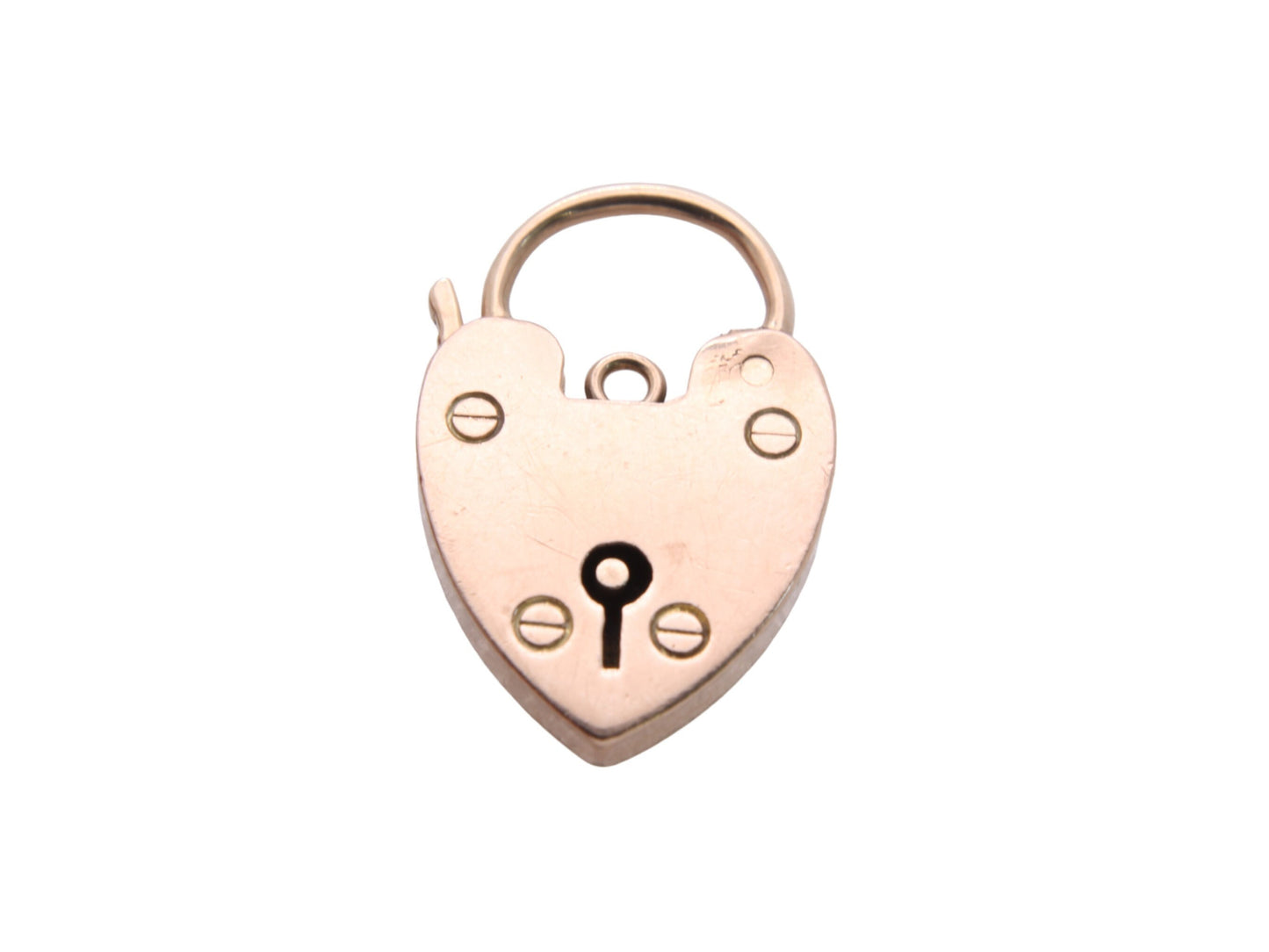 Antique 9ct Rose Gold Heart Padlock Pendant