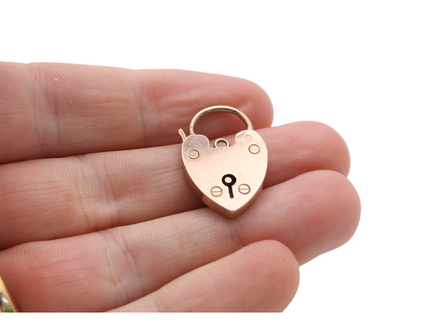 Antique 9ct Rose Gold Heart Padlock Pendant