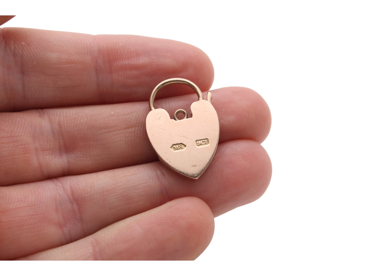 Antique 9ct Rose Gold Heart Padlock Pendant