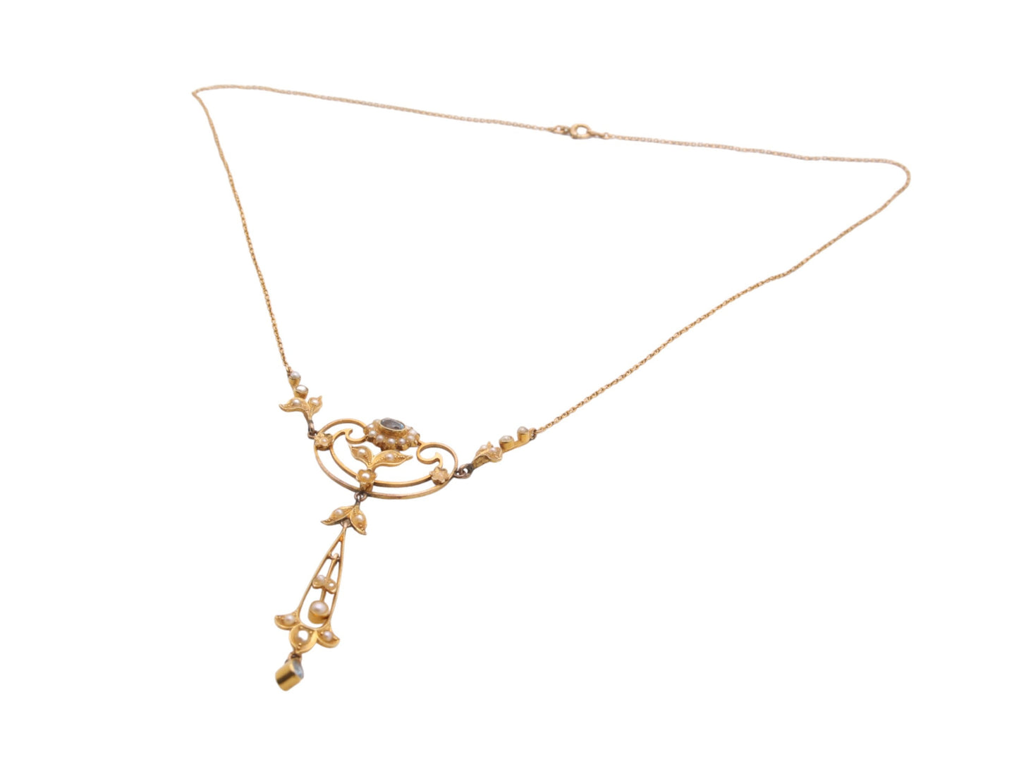 Antique 15ct Gold Topaz & Pearl Necklace Pendant