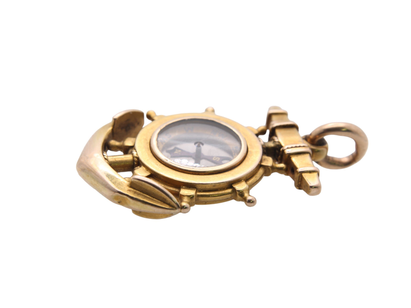 Antique 15ct Gold Anchor Ships Wheel Compass Pendant