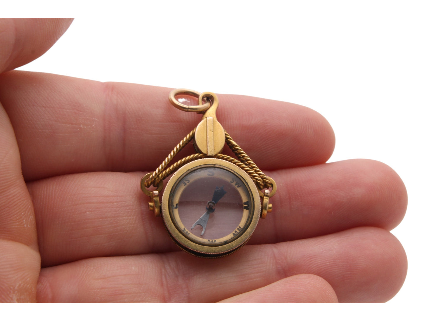 Antique 15ct Gold Compass Spinner Pendant Fob