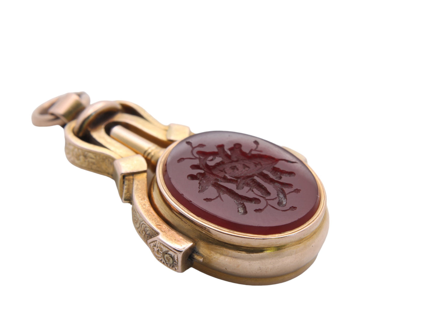 Antique 15ct Gold Carnelian Bloodstone Intaglio Watch Key, Hidden Locket