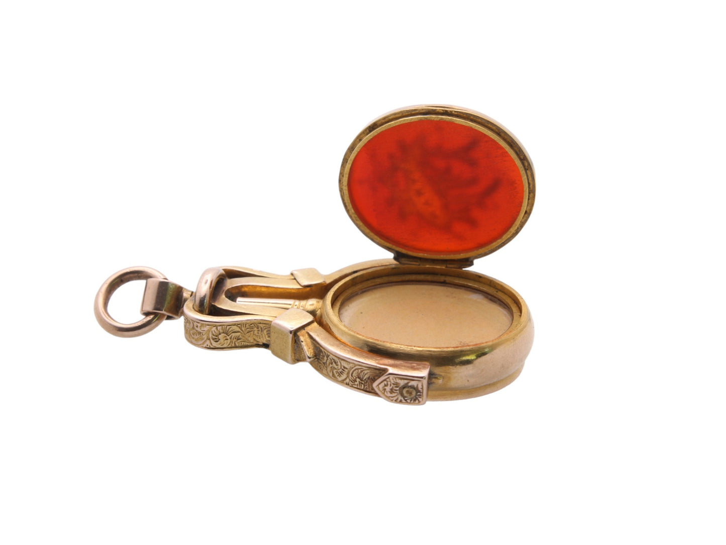 Antique 15ct Gold Carnelian Bloodstone Intaglio Watch Key, Hidden Locket