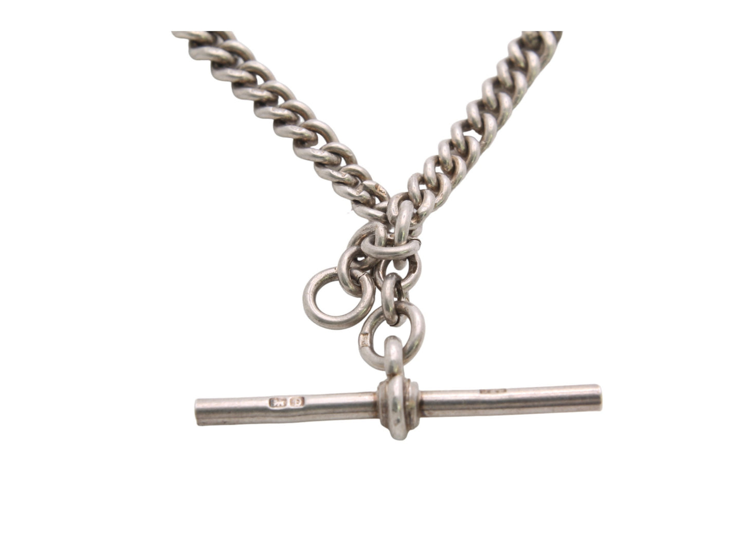Antique Sterling Silver Double Albert Graduated Chain, 13.25"