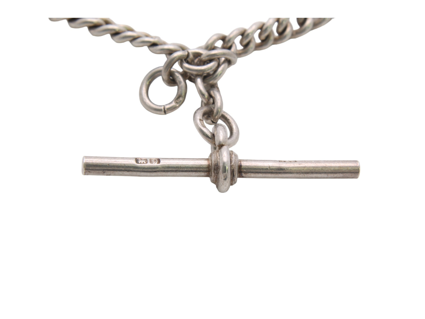 Antique Sterling Silver Double Albert Graduated Chain, 13.25"