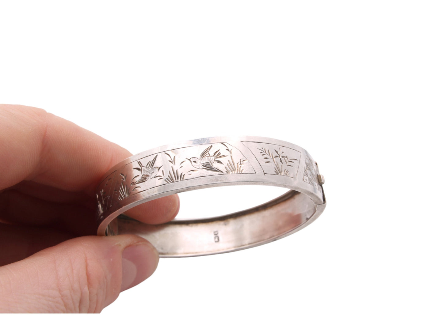 Antique Victorian Silver Swallow Bird In Flight Bangle, 1885