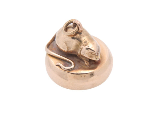 Antique 9ct Gold Mouse Pendant Fob