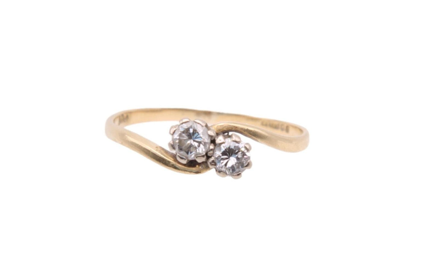 Vintage 18ct Yellow Gold Toi et Moi Diamond Ring, .2CTW