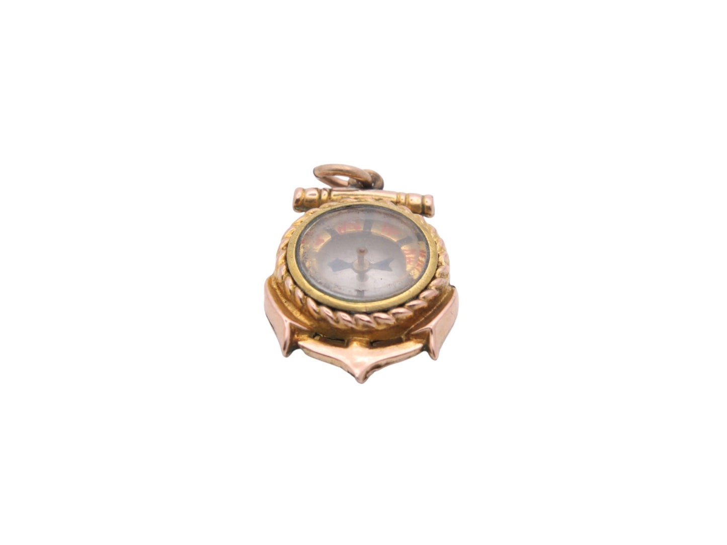 Antique 9ct Gold Ships Anchor Compass Pendant