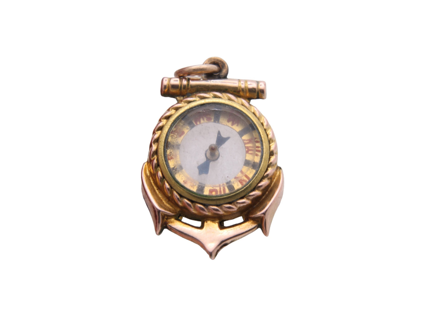 Antique 9ct Gold Ships Anchor Compass Pendant