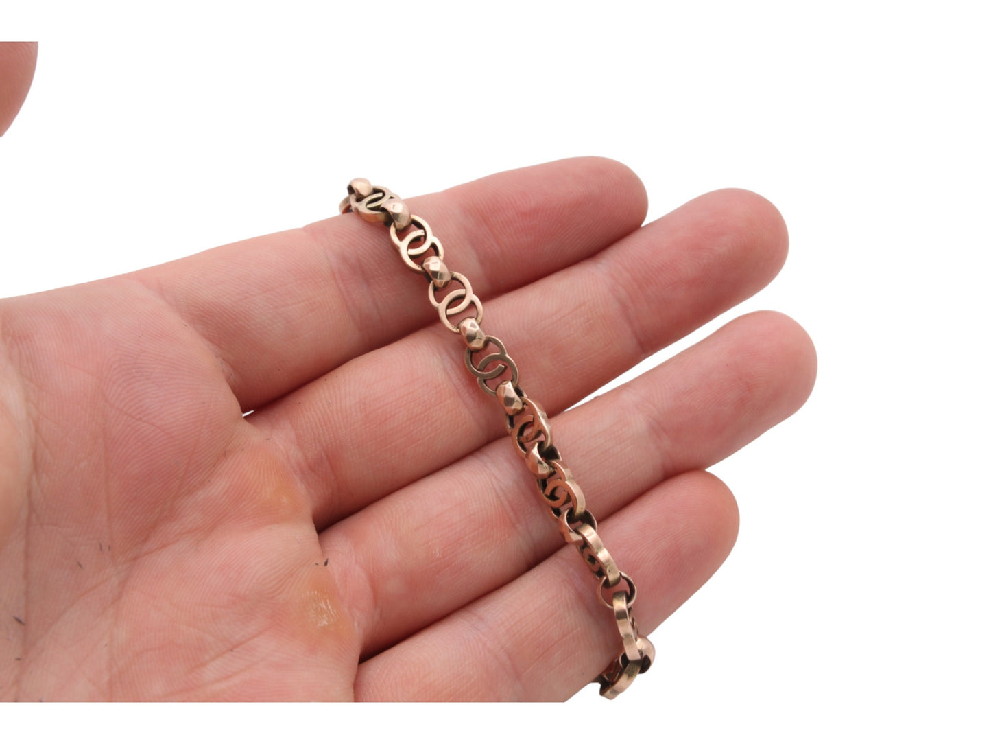 Antique-9ct-Gold-Double-Fancy-Belcher-Bracelet