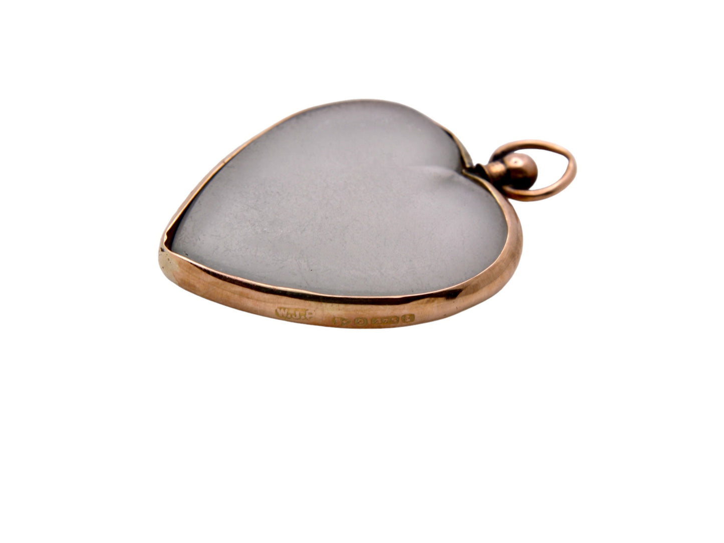 Antique 9ct Gold Heart Shaped Open Glass Locket Pendant